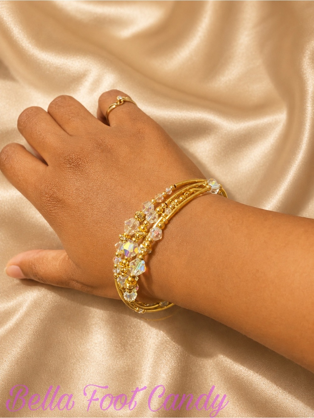 Gold Crystal Multi-Strand Bracelet